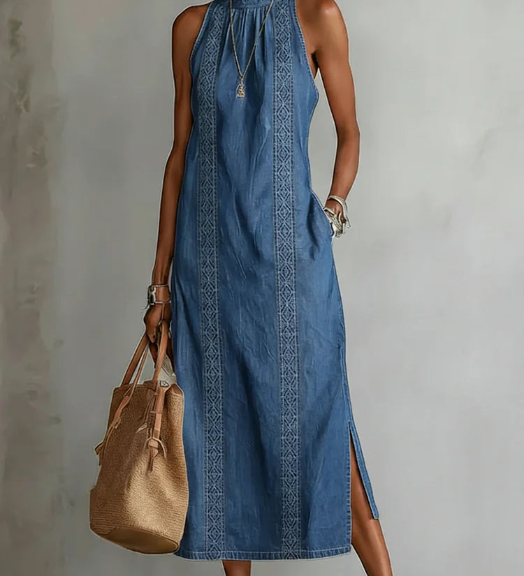Soline | Abito in denim con pizzo rétro