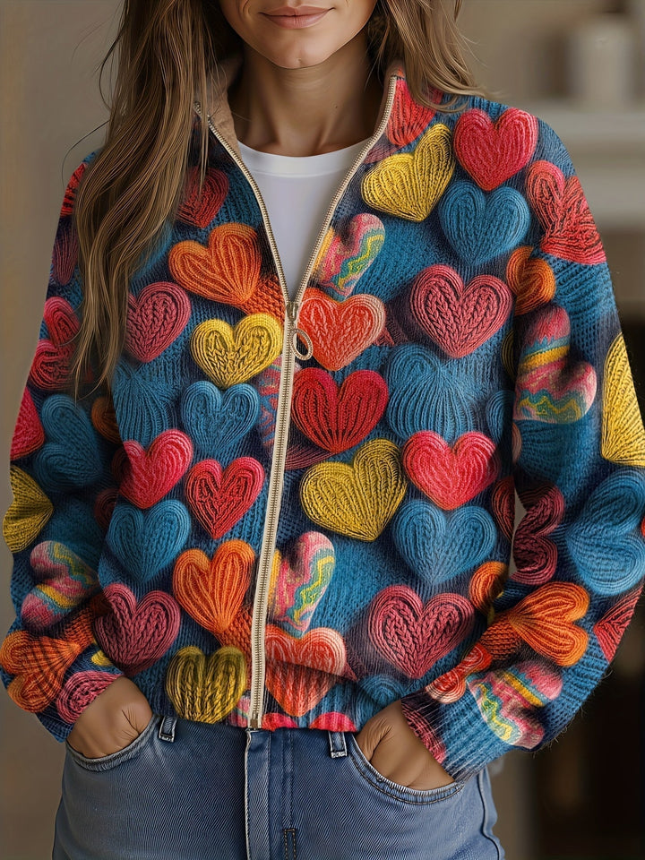Serena | Cardigan con Zip e Cuori