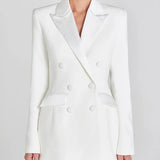 Sofia | Blazer Bianco Doppiopetto in Raso