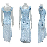 Giulia | Abito maxi floreale blu campanula