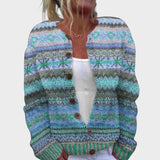 Rita - Cardigan Jacquard Verde Autunnale