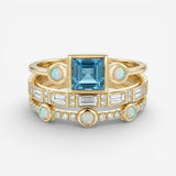 Oceano - Set di Anelli in Cristallo Vintage Blu