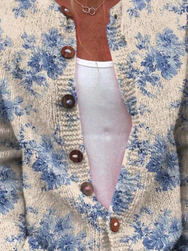 Mathilde | Cardigan bottonato con stampa floreale