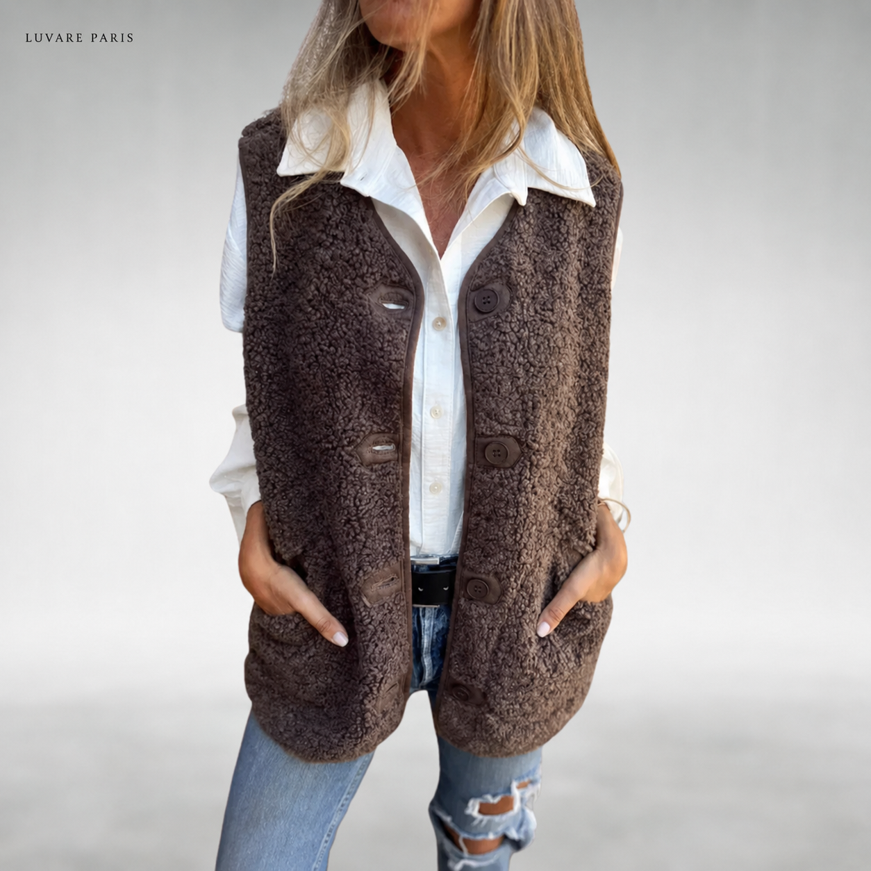 Gilet con Bordi Rifiniti e Tasche