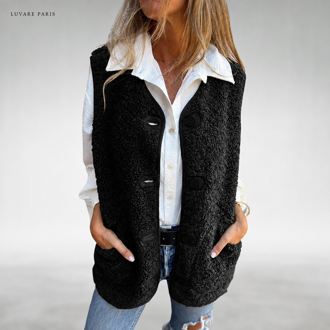 Gilet con Bordi Rifiniti e Tasche