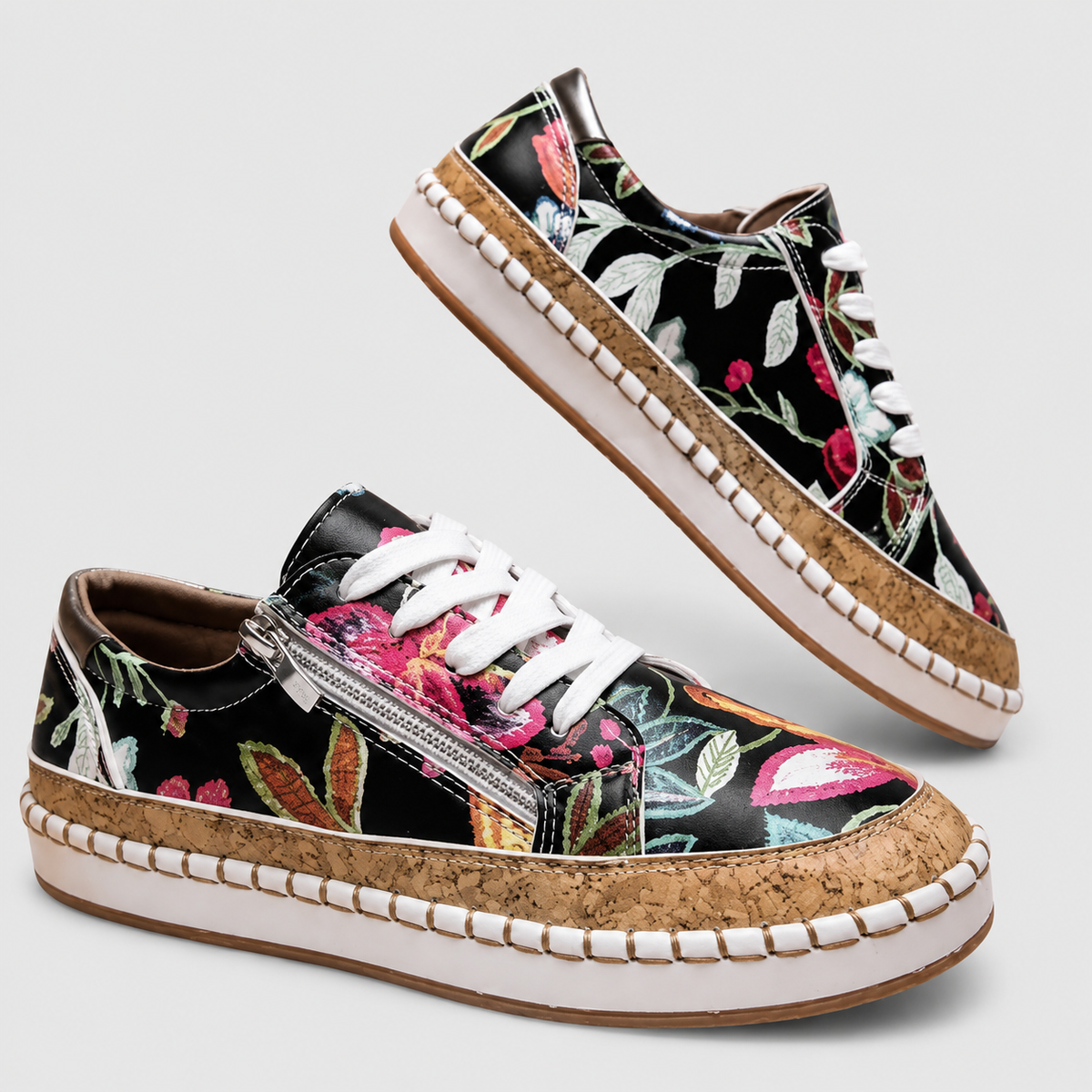 Sneakers Floreali con Zip