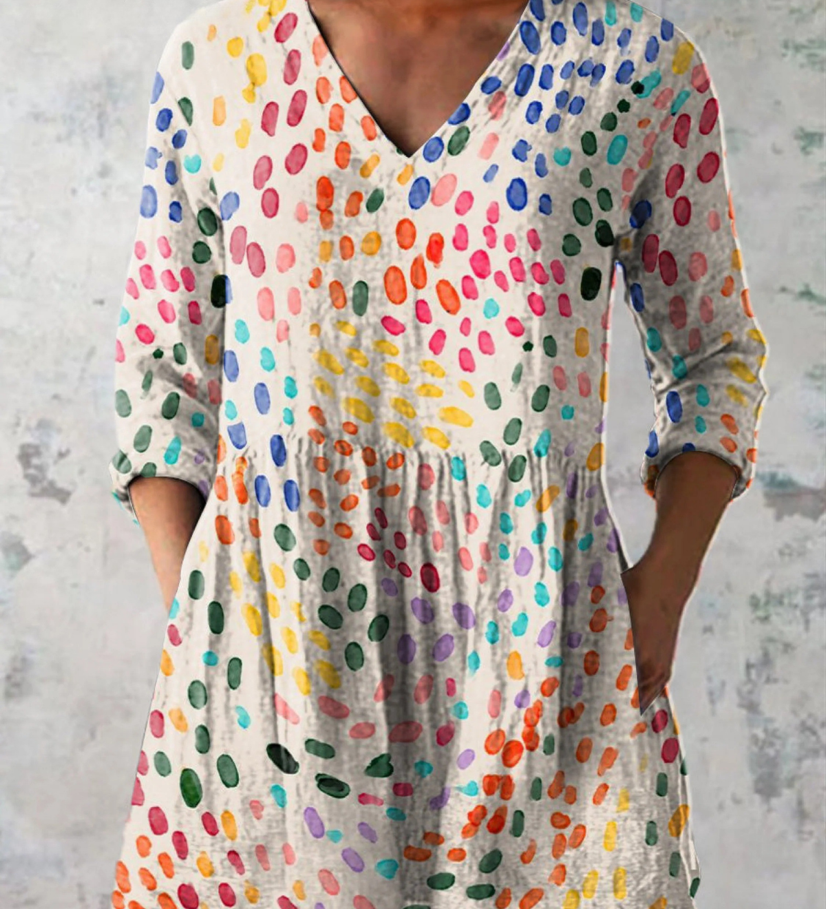 Blusa lunga con scollo a V