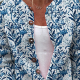 Blandine | Cardigan elegante con stampa floreale blu e bianco