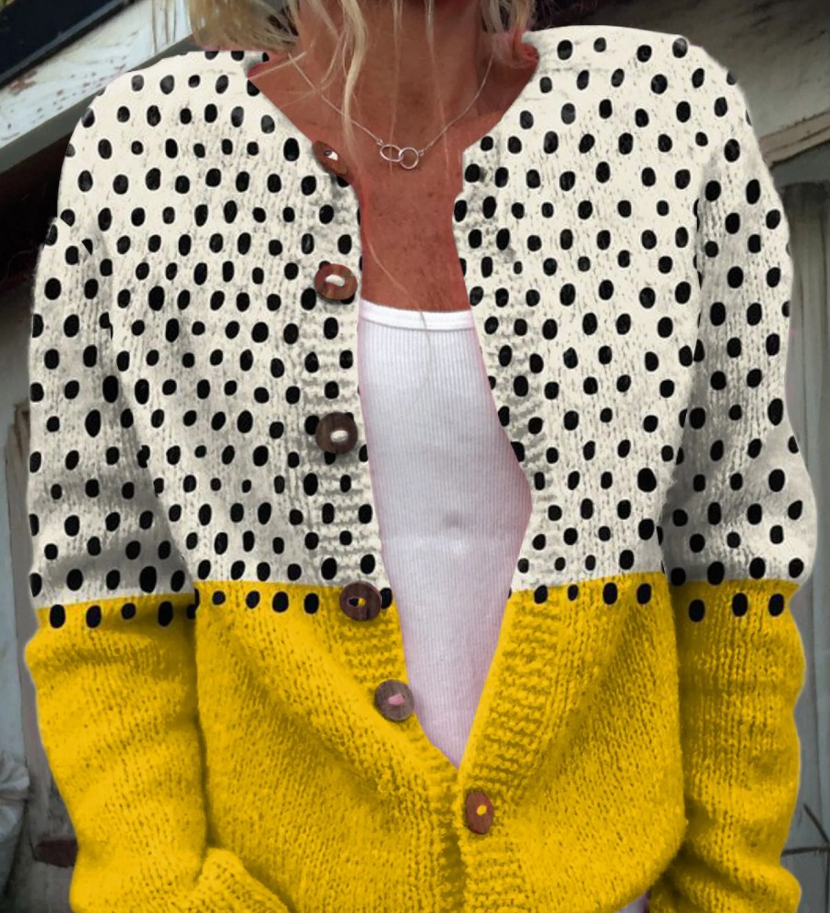 Cardigan Pois e Senape
