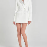 Sofia | Blazer Bianco Doppiopetto in Raso
