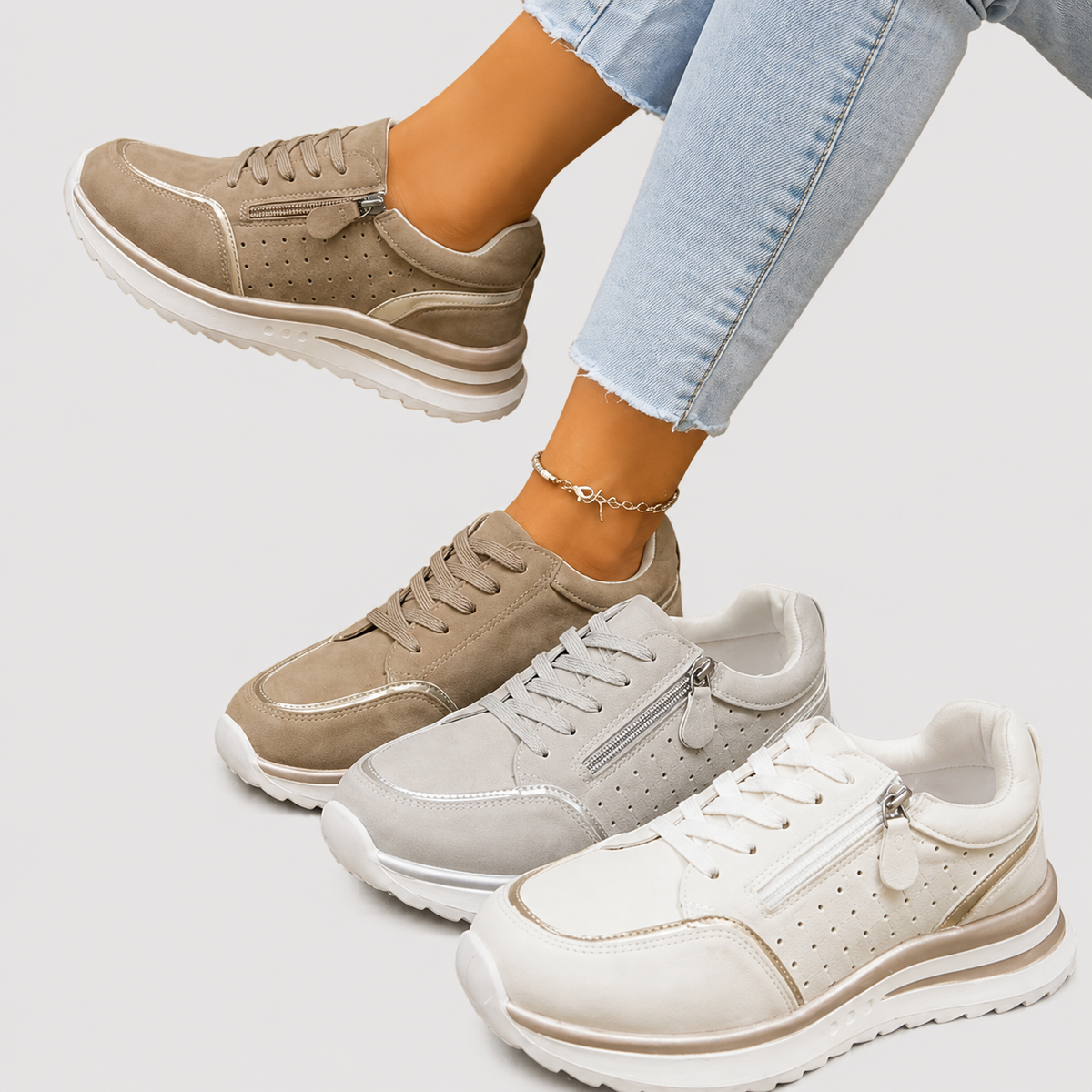 Sneakers con Cuciture a Vista