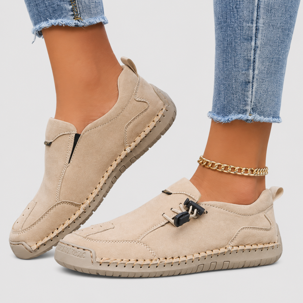 Scarpe Slip-On con Cuciture a Vista