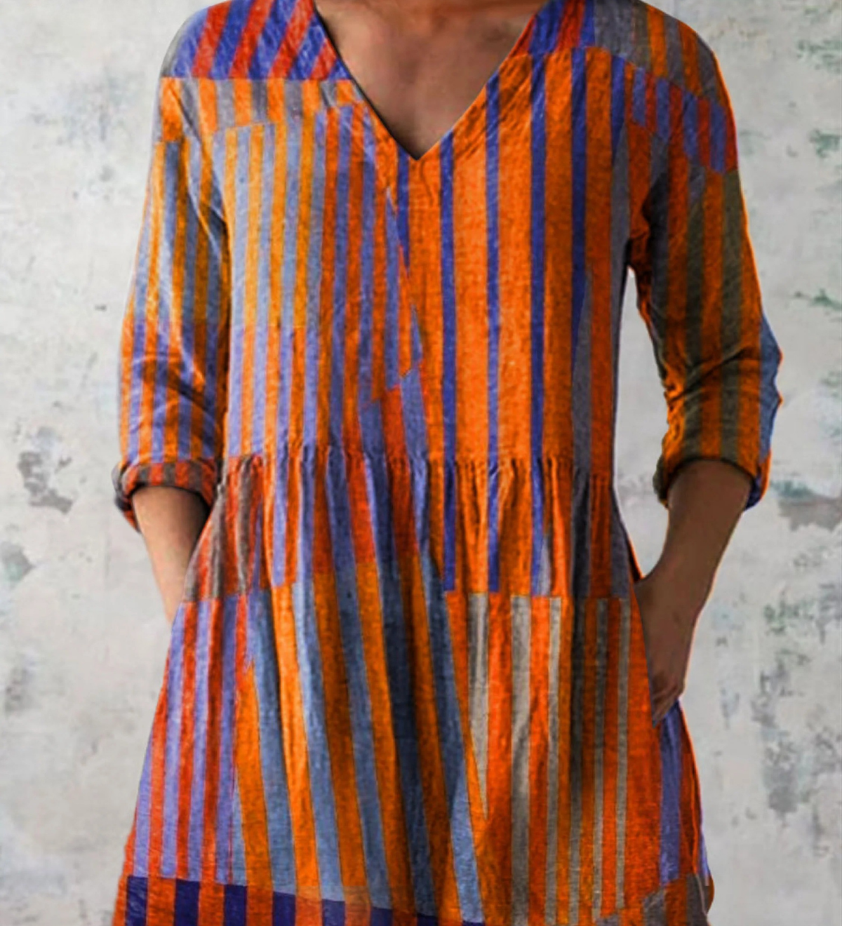 Blusa lunga con scollo a V