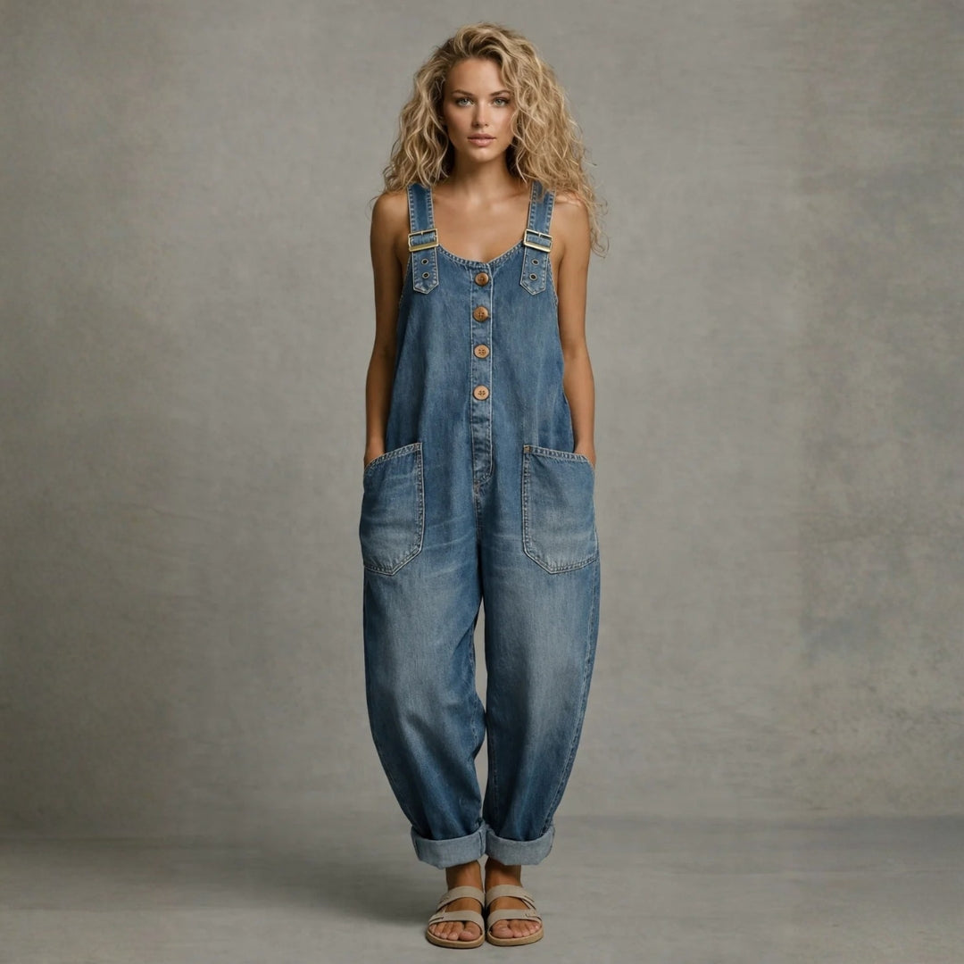 Tuta in Denim con Tasche