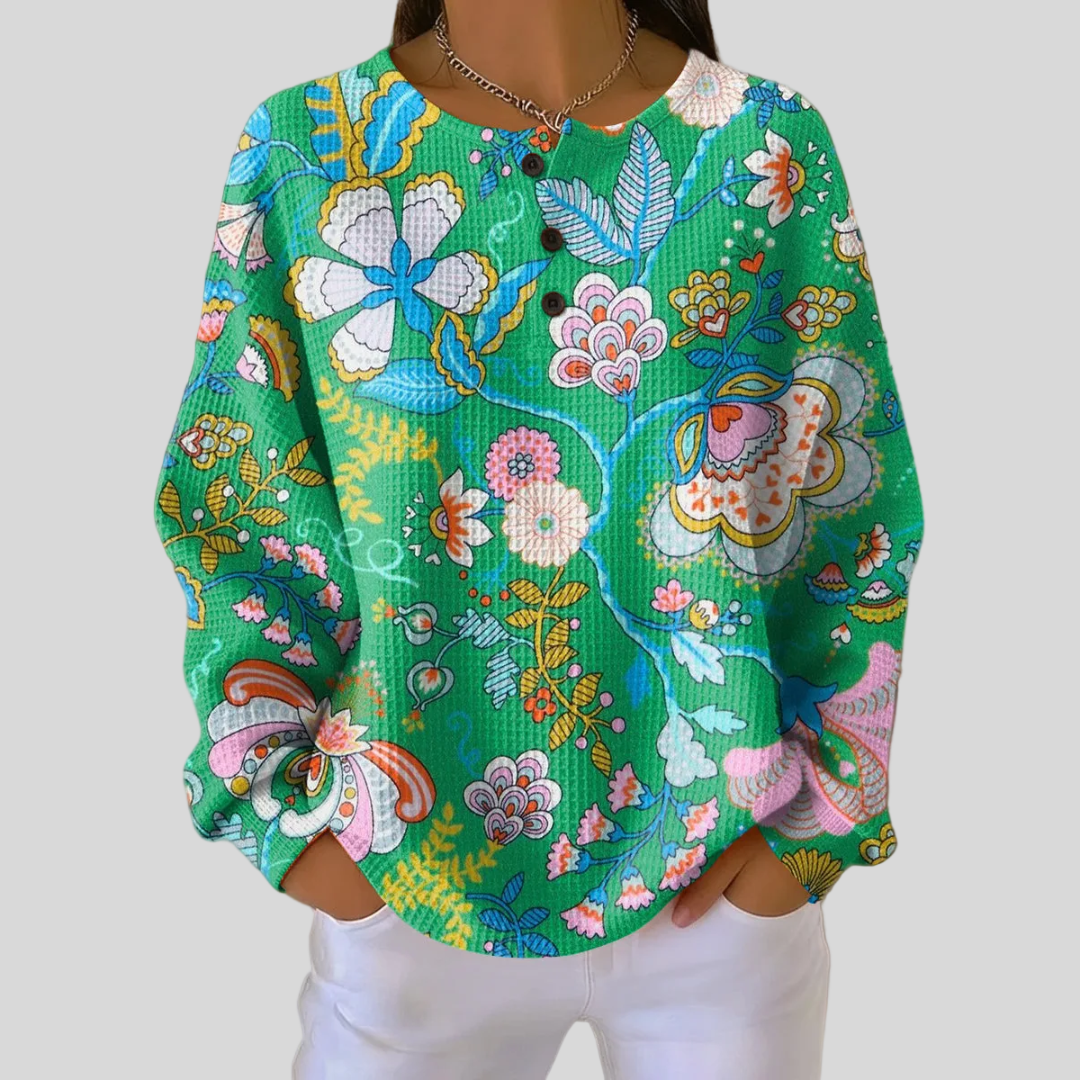Maglione Verde a Fiori Folk