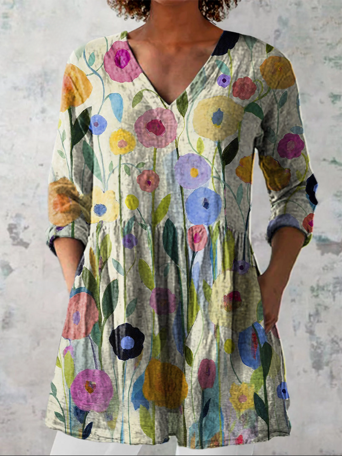 Blusa lunga a V