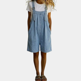 Ondine | Salopette corta in denim blu chiaro