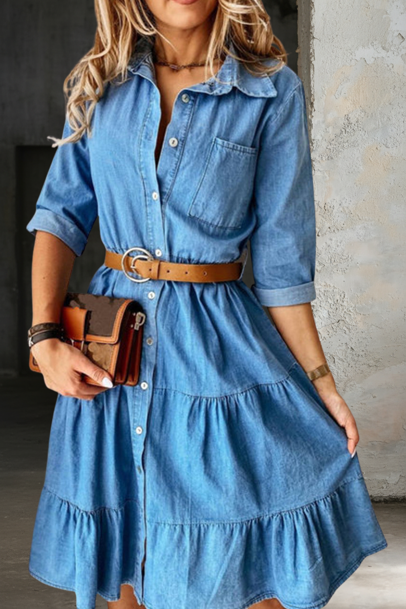Abito Midi in Denim Casual ed Elegante