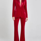 Sofia | Blazer in Velluto Rosso con Revers a Picco