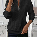 Alessia | Maglione con Zip in Maglia Cable per Donne