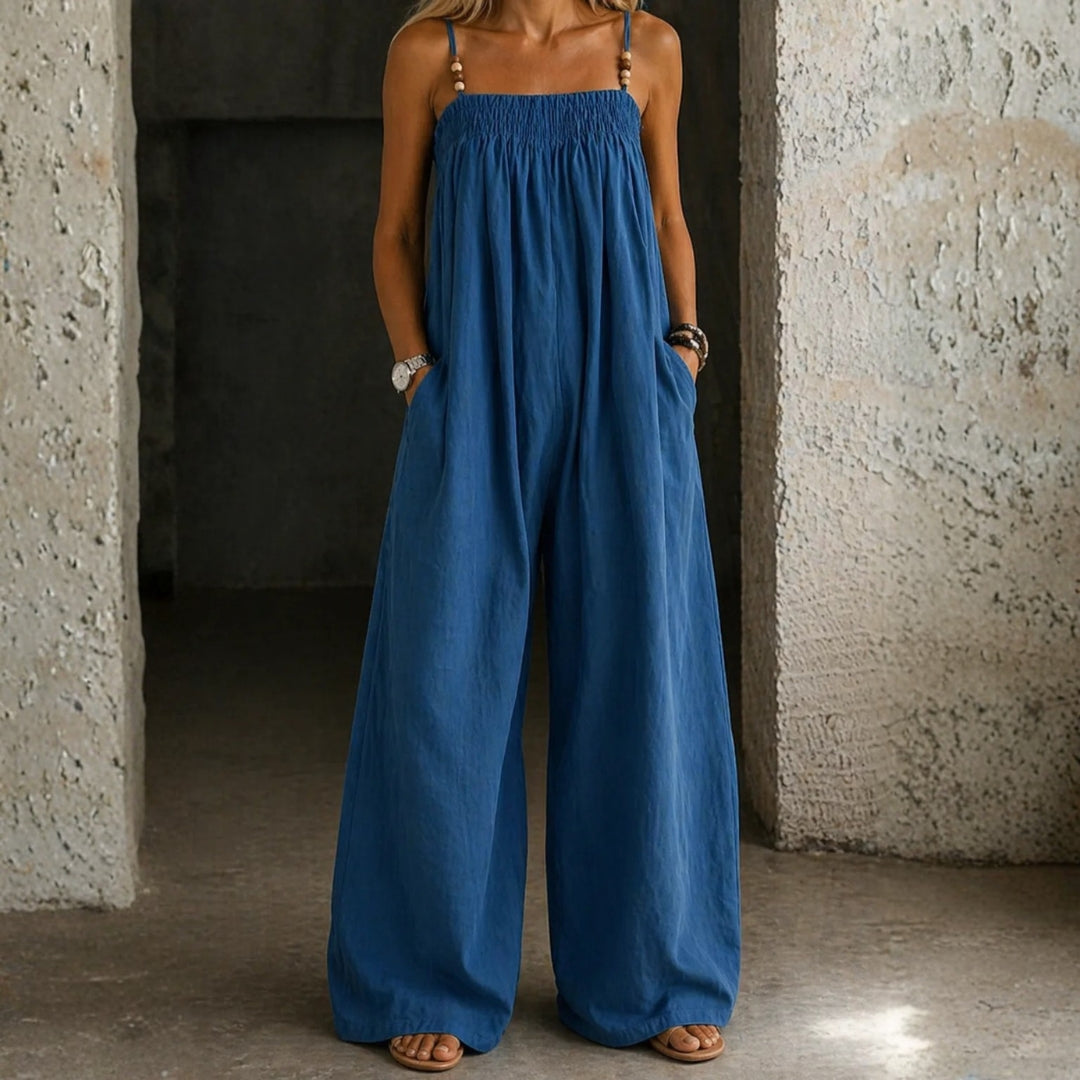 Tuta in Denim a Gamba Larga