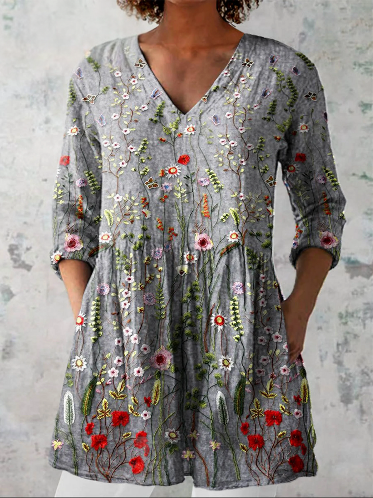 Blusa lunga a V