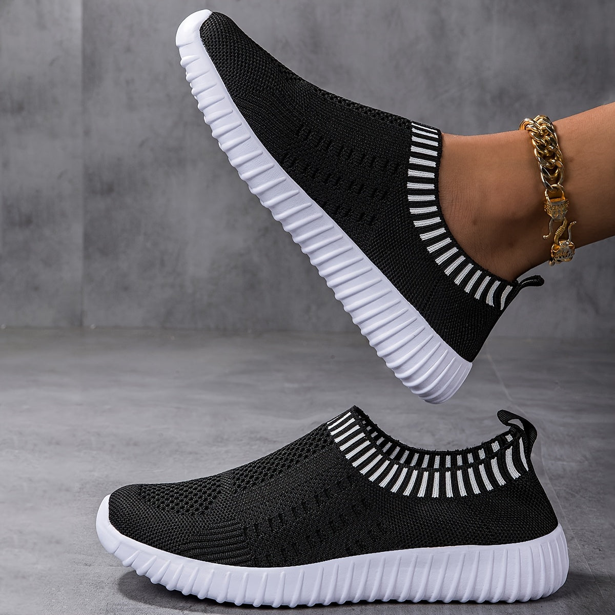 Sneakers Slip-On con Bordo a Righe