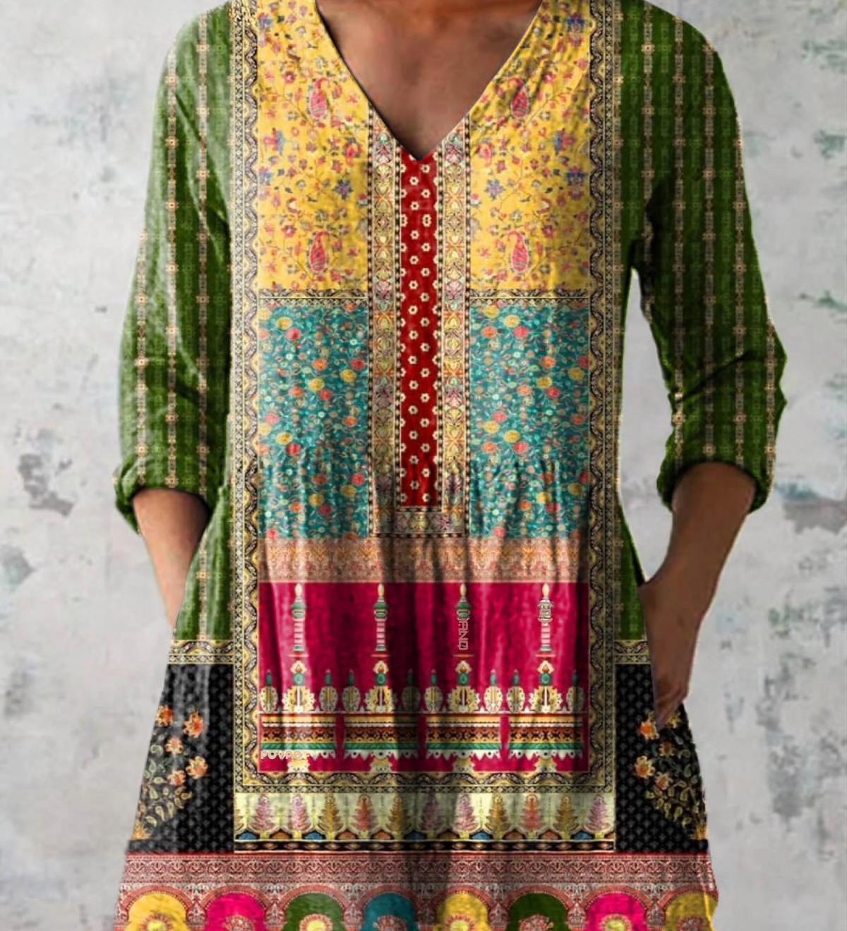 Blusa lunga a V