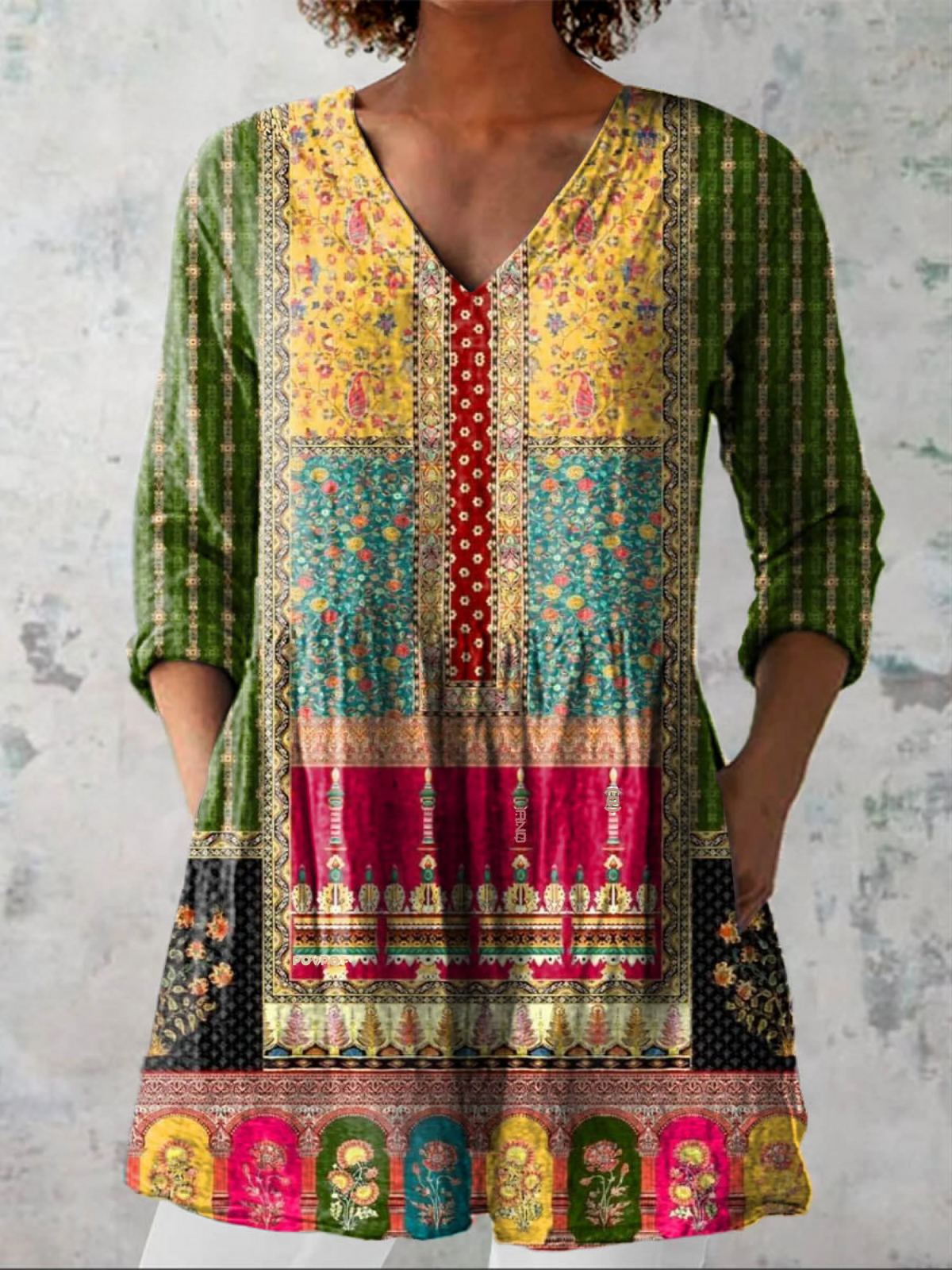 Blusa lunga a V