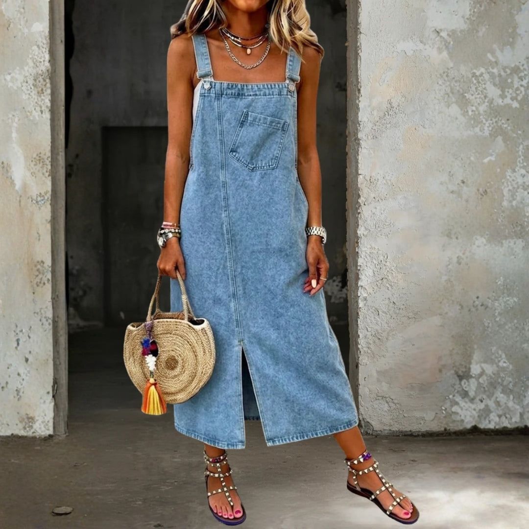Abito Casual in Denim con Spalline