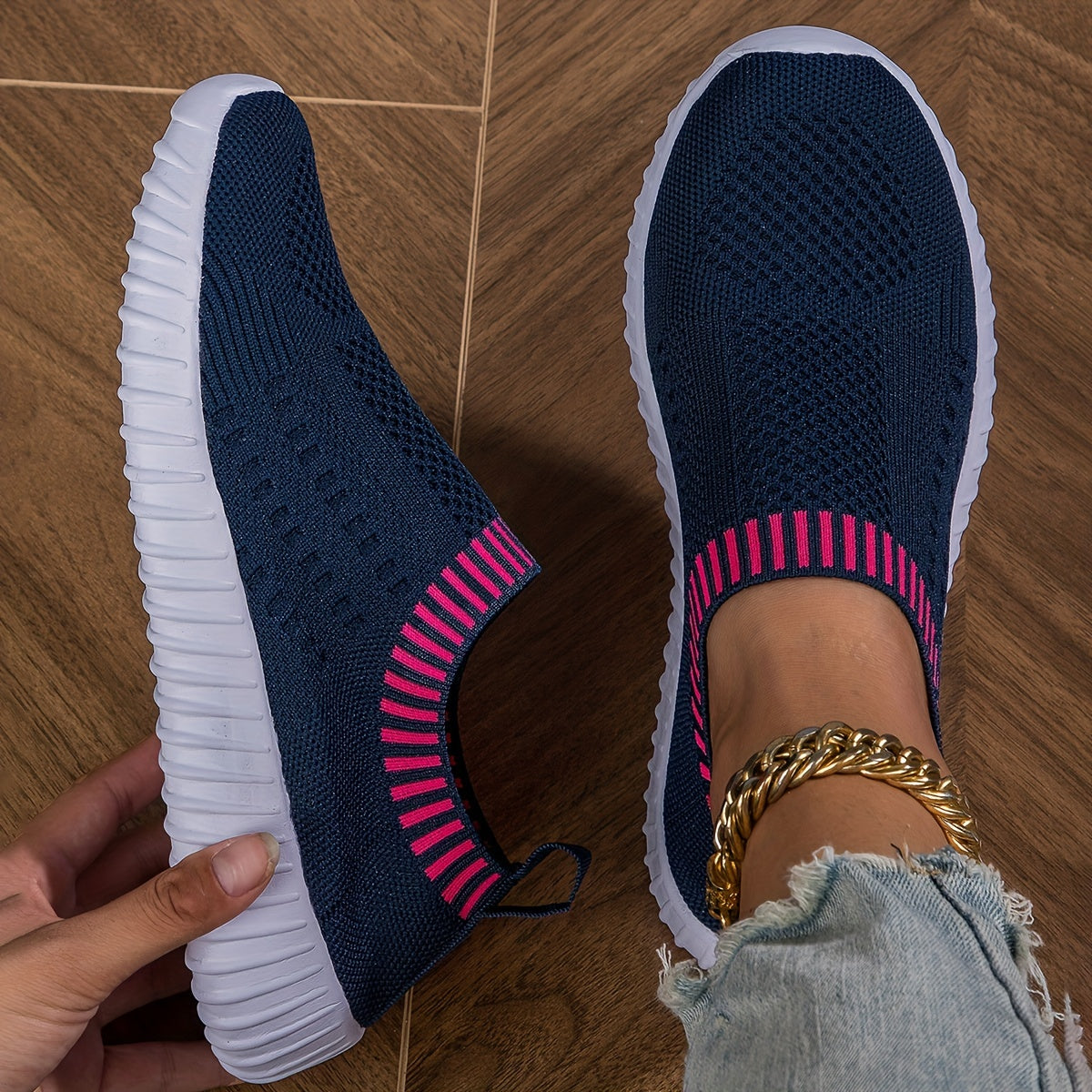 Sneakers Slip-On con Bordo a Righe