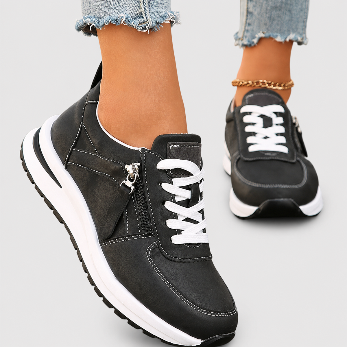 Sneakers con Lacci e Zip