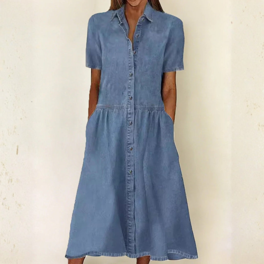 Abito in Denim a Maniche Corte