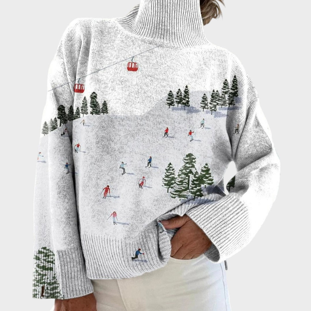 Maglione a Collo Alto a Stampa d'Autore
