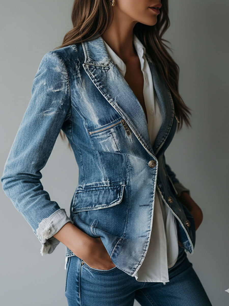 Blazer in denim lavato dal taglio morbido