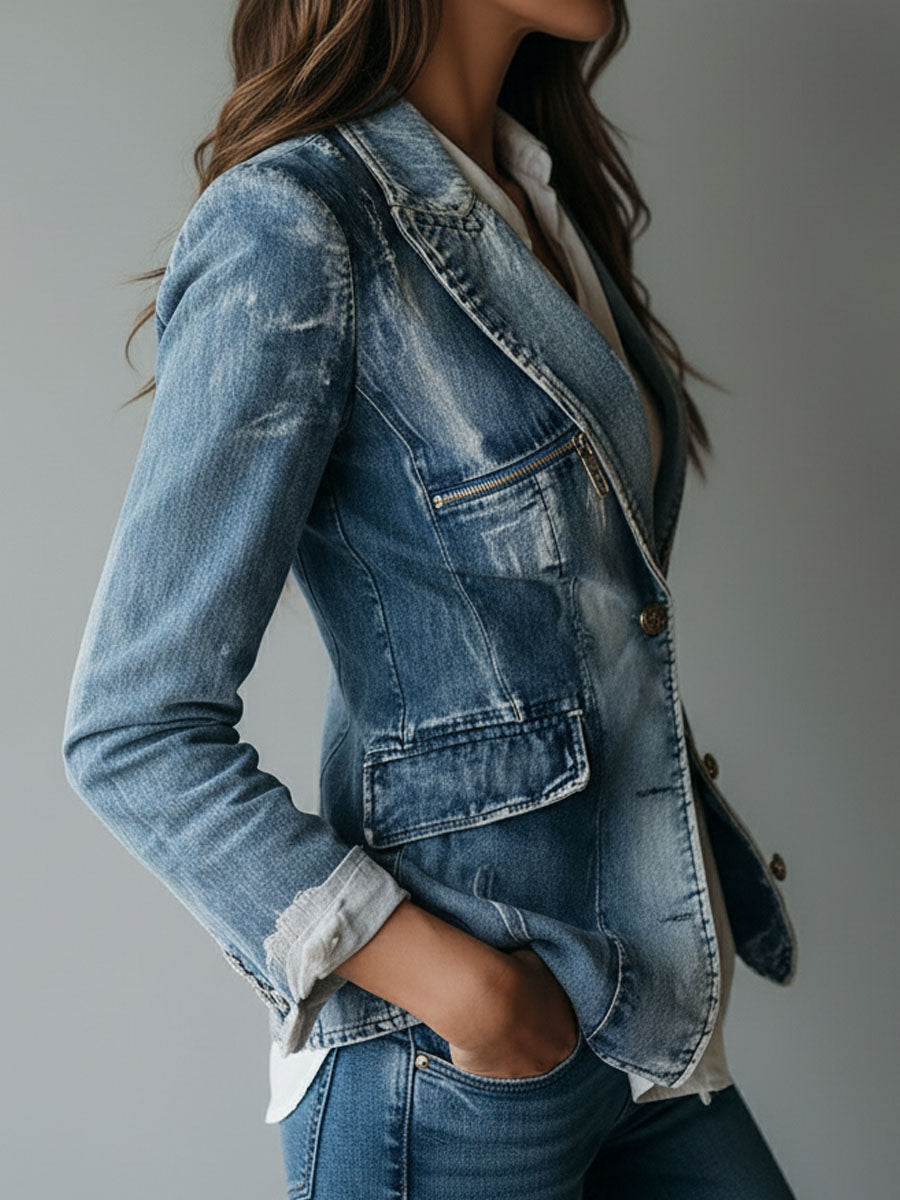 Blazer in denim lavato dal taglio morbido
