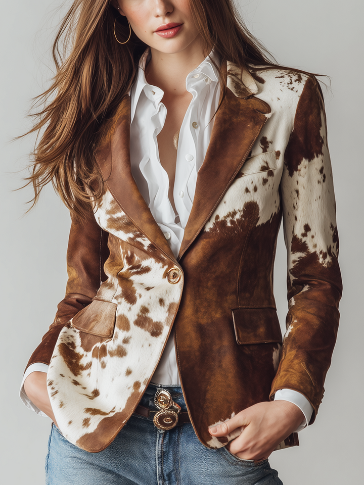 Emma | Blazer effetto camoscio a stampa pezzata