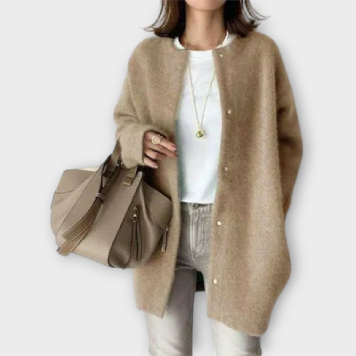 Cardigan oversize con bottoni a pressione