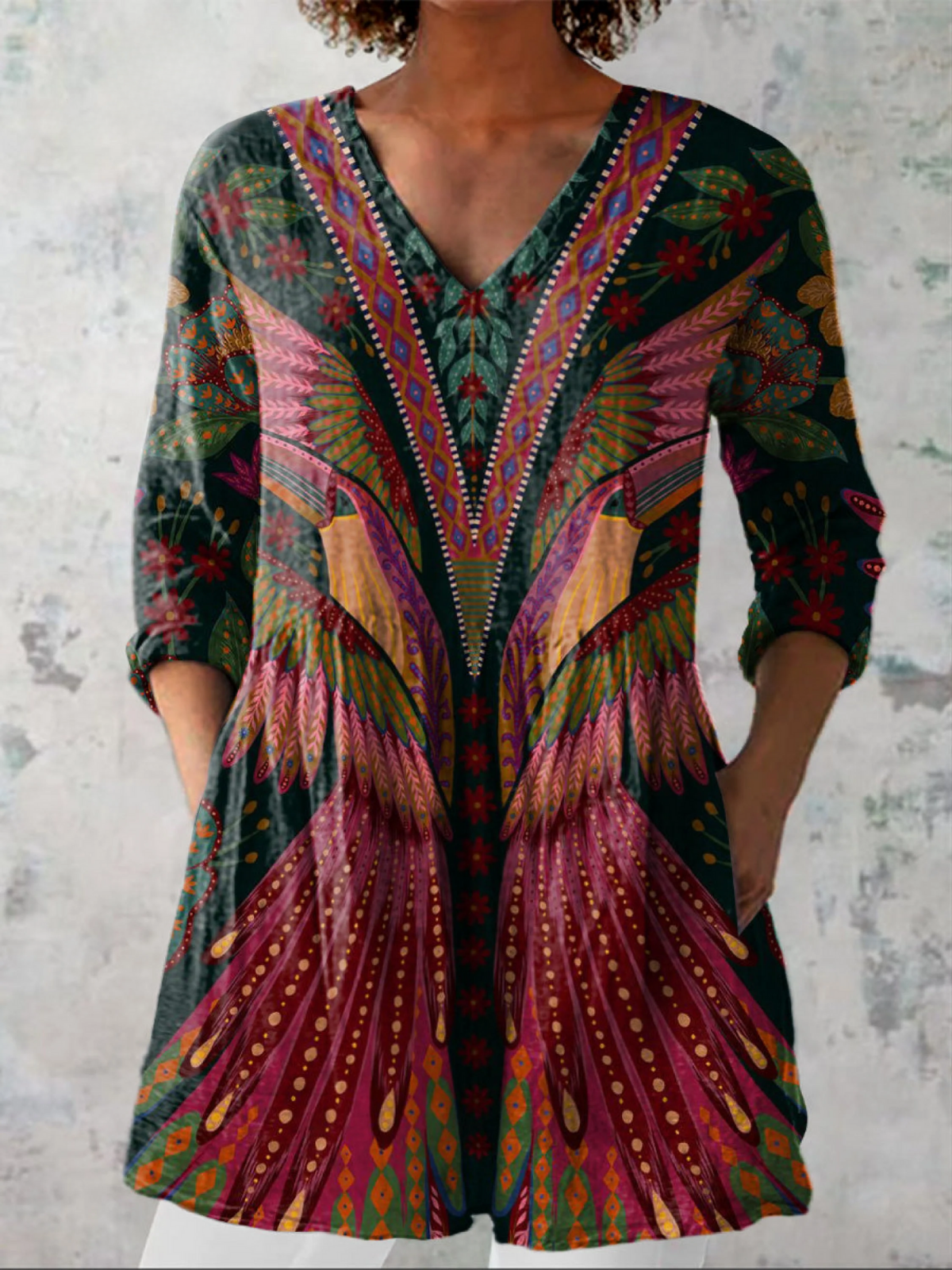 Blusa lunga a V