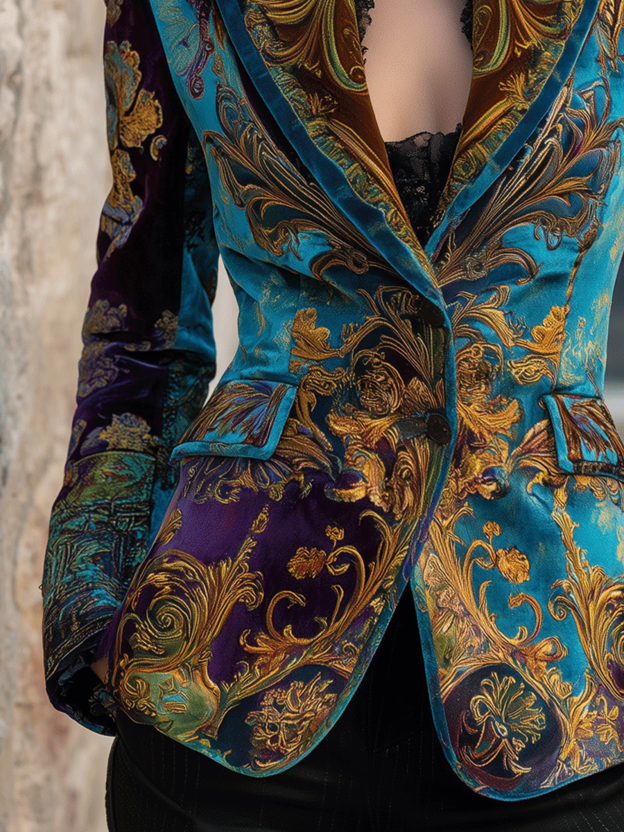 Blazer sartoriale in velluto barocco