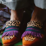 MOCASSINO CON FRANGE E STAMPA ANIMALIER