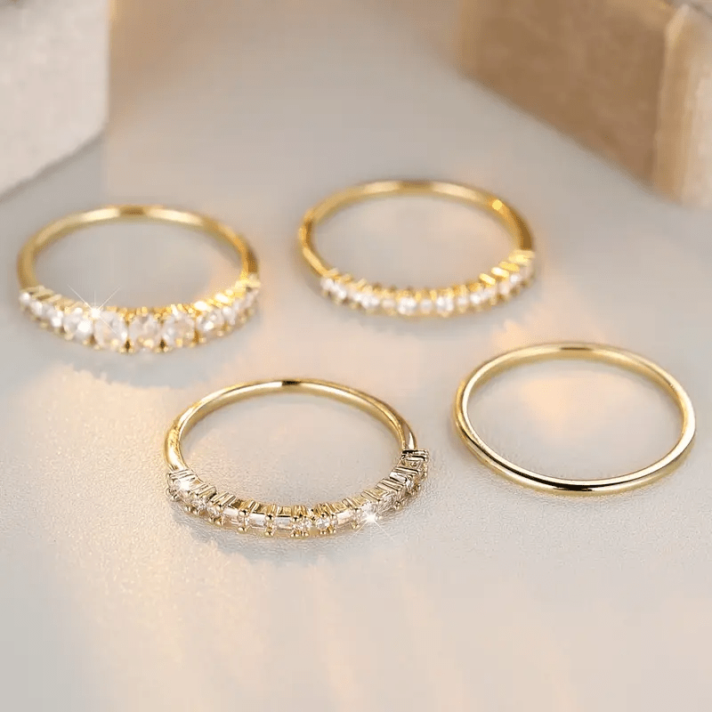Anelli Impilabili in Zirconia Dorata 14k