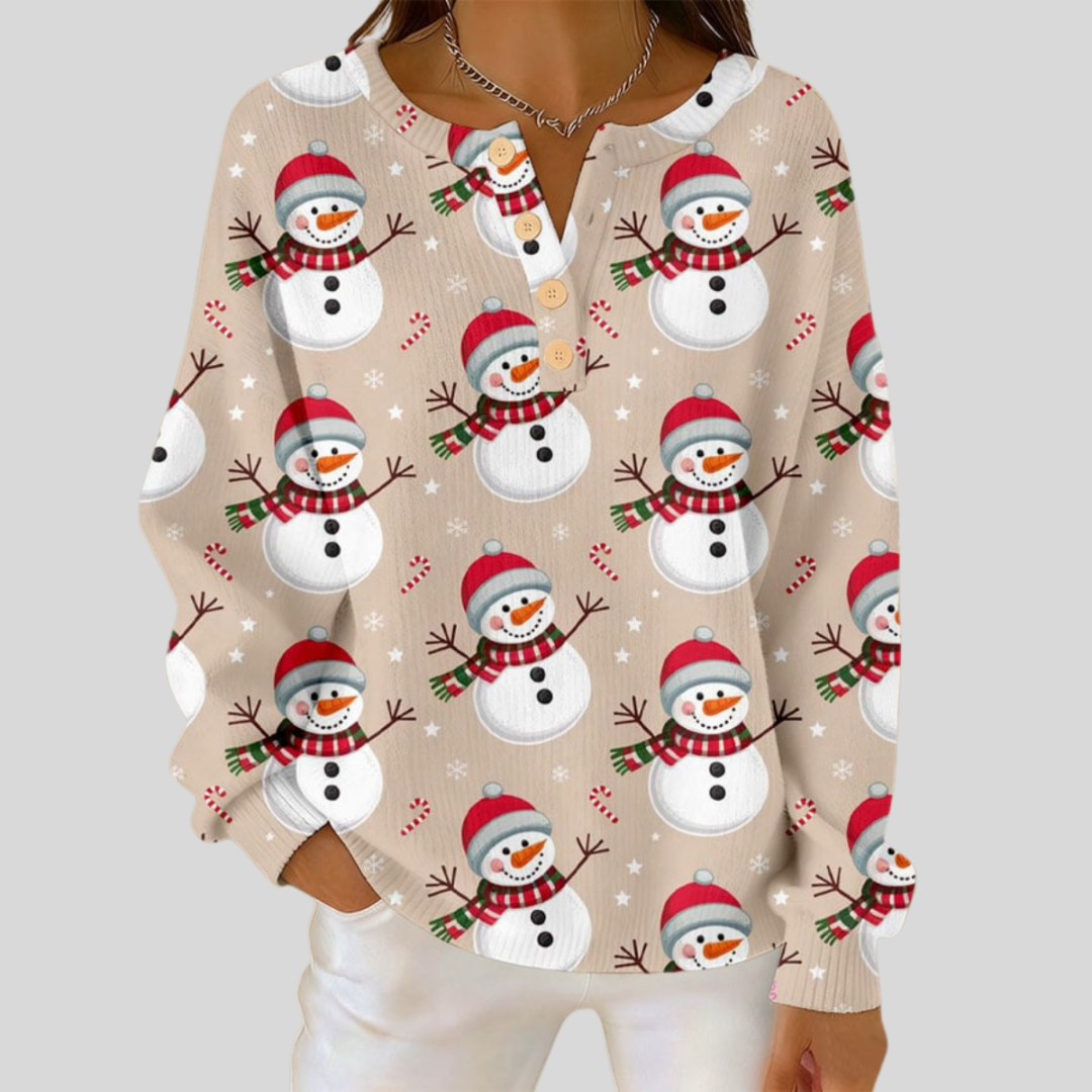 Maglione Beige con Pupazzi di Neve