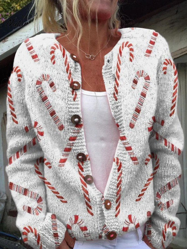 Solange | Cardigan festivo con motivo di bastoncini di zucchero