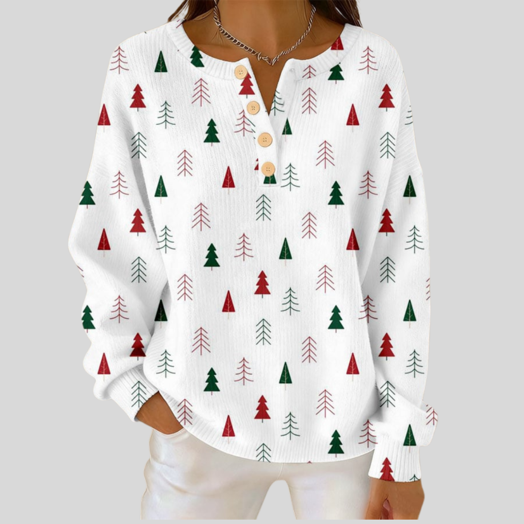 Maglione con Alberelli Rossi e Verdi