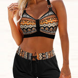 Maryan | Bikini con motivo geometrico e fascia alta elasticizzata