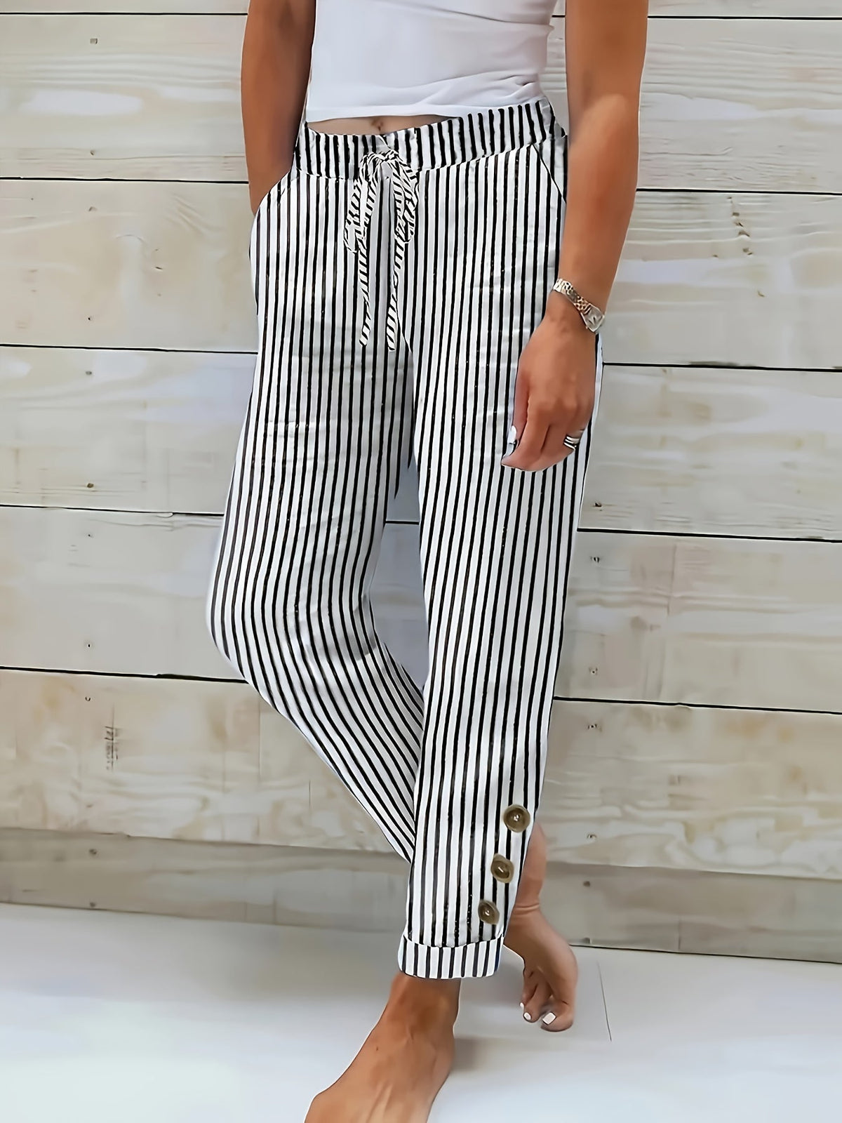Pantaloni a Righe Casual