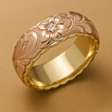 Anello in Oro con Fiore Rosa Vintage