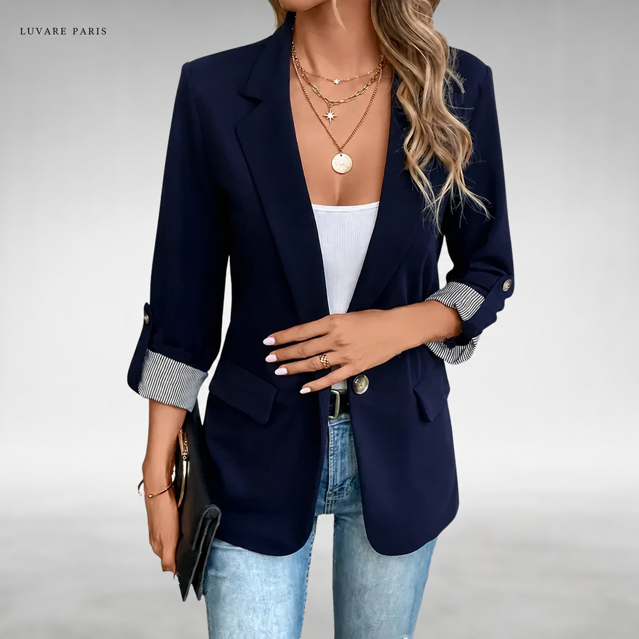 Blazer con Maniche Risvoltate