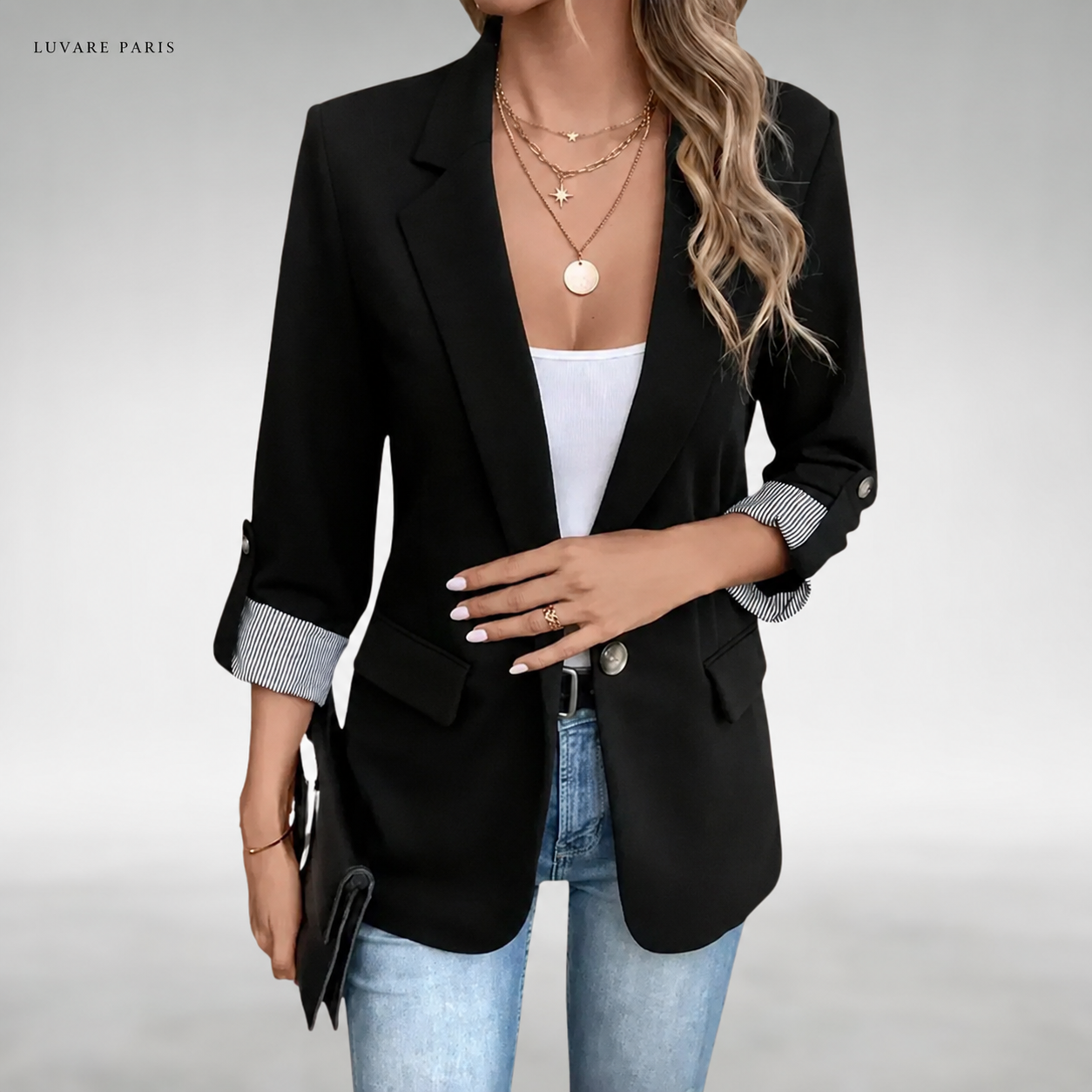 Blazer con Maniche Risvoltate